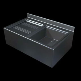 Kitchen Single Sink Drainboard 3d model