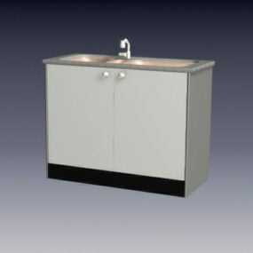 Wooden Sink Cabinet With Doors 3d model