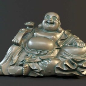 Antique Sitting Laughing Buddha Statue 3d model