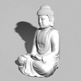 Model 3d Patung Taman Buddha Duduk Asia
