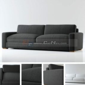 ห้องนั่งเล่นโซฟาผ้าสีดำแบบ 3 มิติ