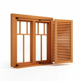 Modelo 3d de janela dobrável de madeira para móveis