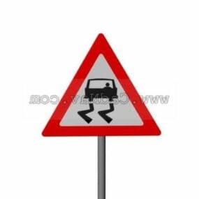 Slippery When Wet Road Signs 3d-modell