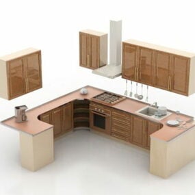 Domácí 3D model kuchyně ve tvaru G