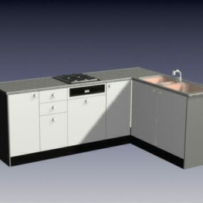 Mueble de cocina inferior en L pequeño modelo 3d