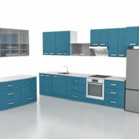 Apartamento pequeno armário de cozinha em forma de L modelo 3d