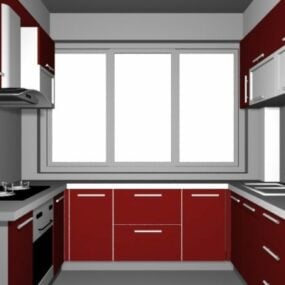 Apartamento pequeno U cozinha modelo 3d