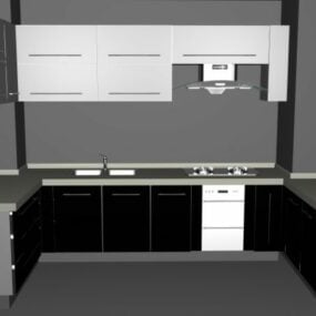 Conception de petite cuisine en forme de U modèle 3D