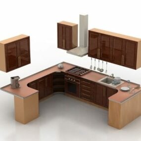 Kleines L-förmiges Küchendesign-3D-Modell