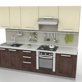 Modello 3d completo di cucina per piccolo appartamento