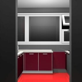 Moderne lejlighed med lille køkkendesign 3d-model
