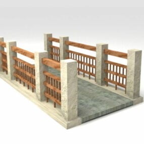 Malý betonový kamenný zahradní most 3D model