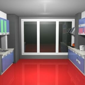 Petite armoire de cuisine à double rangée modèle 3D