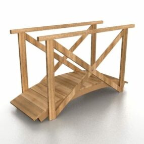 Utendørs Small Wood Garden Bridge 3d-modell
