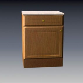 Modelo 3d de armário de cozinha pequeno de madeira