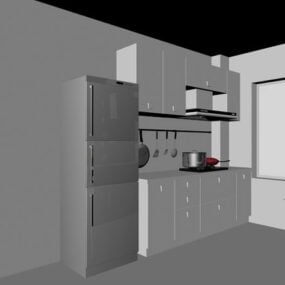 Lowpoly Model 3d Reka Bentuk Dapur Rumah Kecil
