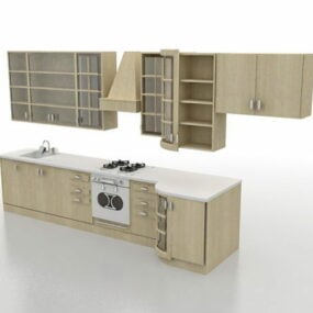طراحی کابینت آشپزخانه کوچک مدل سه بعدی