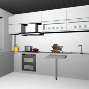 อพาร์ทเมนท์การออกแบบห้องครัวขนาดเล็กแบบจำลอง 3 มิติ