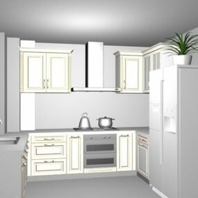 Diseño de idea de sala de cocina pequeña modelo 3d