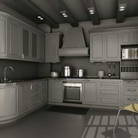 转角厨房单元公寓设计3d模型