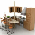 Small Wooden Kitchen With Bar