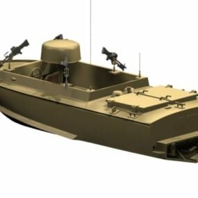 Small Watercraft Motor Gun Boat 3d model