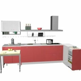 Small Home L Kitchen Design 3d model