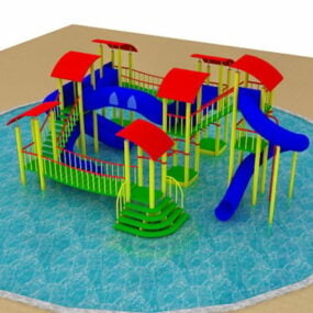 Modello 3d del parco acquatico della piscina per bambini