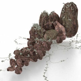مدل سه بعدی دکوراسیون باغ صخره ای کوچک
