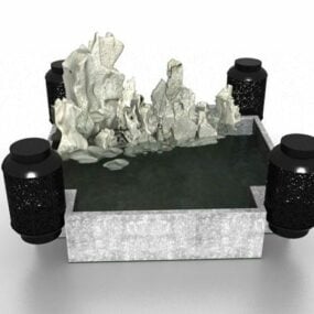 3д модель декоративного пруда в камнях