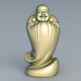 Patung Buddha Tersenyum Emas model 3d