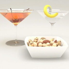 Food Snacks With Cocktail 3d model