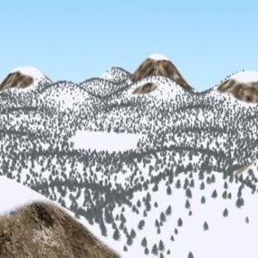 Lumivuoren maasto ja taivas tausta 3d-malli