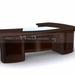 Furnitur Meja Manajer Kayu Solid model 3d