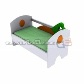 Modelo 3d de móveis de cama júnior de madeira