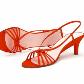 Fesyen Spike Heel Sandal Merah Model 3d