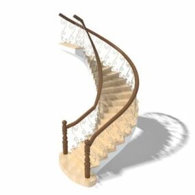 European Column Handrail Stairs Pom 3d model