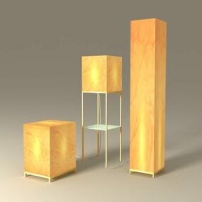 Square Paper Shade Home Floor Lamp 3d model