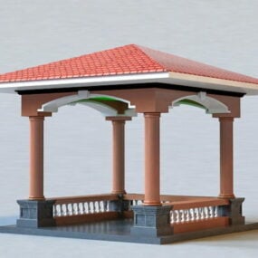 Pavillon carré d'architecture modèle 3D