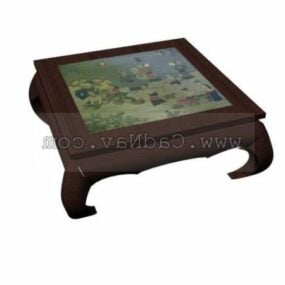 Low Square Wooden Tea Table 3d model