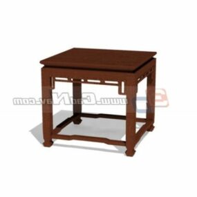 Square Antique Wooden Side Table 3d model