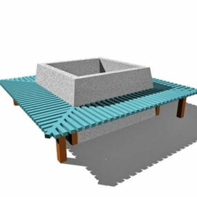 Park Square Bench Planter Box 3d model