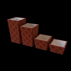 正方形の花瓶家具セット3Dモデル