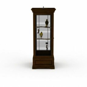 Modello 3d di gabbia per uccelli quadrata in legno