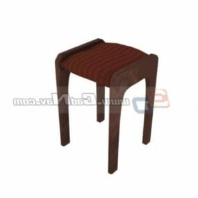 Kwadratowy drewniany stołek Model 3D
