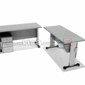 Móveis de mesa para funcionários com gabinete modelo 3d