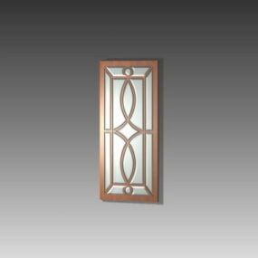 Home Glass Wood Door Insert 3d model