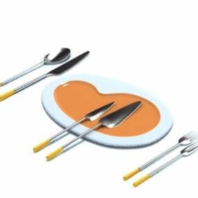 Kitchen Stainless Steel Cutlery Set 3d model