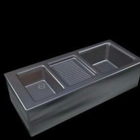 Stainless Steel Kitchen Double Sink 3d model
