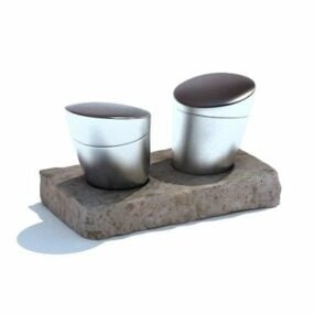 Stainless Steel Spice Jars Kitchen 3d model